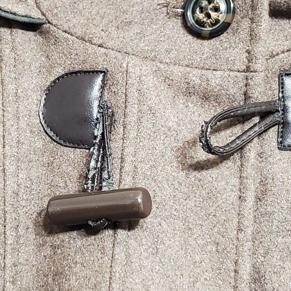 Laundry by Design Womens Large Hooded Wool Blend Toggle Front Duffle Coat Brown - Picture 11 of 12